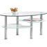 COUCHTISCH oval Edelstahlfarben, Klar, Weiß - Klar/Edelstahlfarben, Design, Glas/Metall (90/55/40cm) - Carryhome