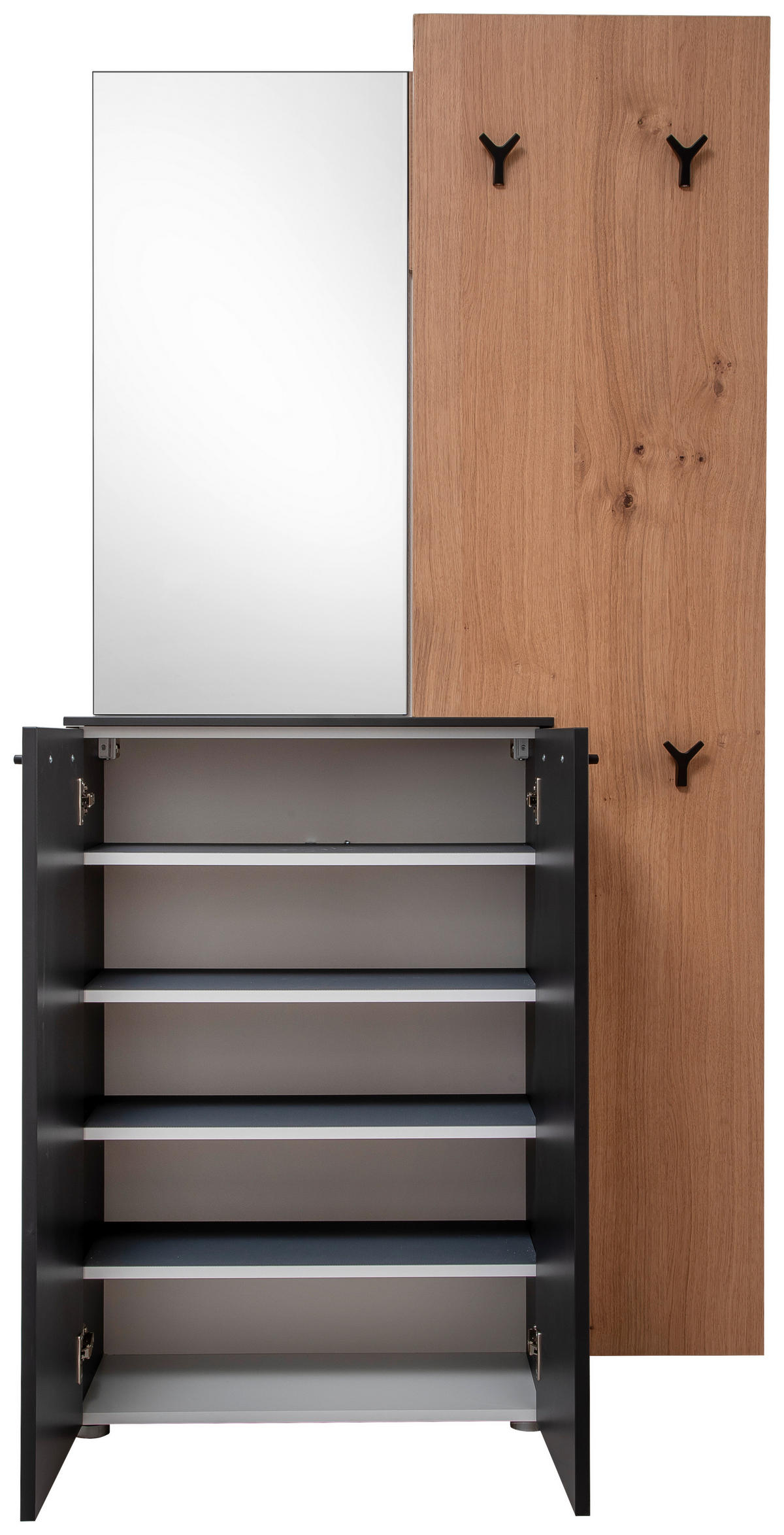 GARDEROBE 3-teilig  in 98/190/29 cm  - Wildeiche/Anthrazit, Design, Holz/Holzwerkstoff (98/190/29cm) - Moderano