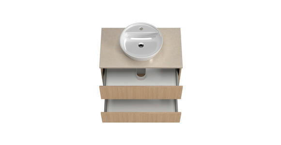 WASCHTISCHKOMBI 80 cm  - Sandfarben/Eichefarben, KONVENTIONELL, Keramik/Holzwerkstoff (80cm) - Xora