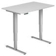 SCHREIBTISCH 120/80/63,5-128,5 cm Silberfarben, Weiß elektrisch höhenverstellbar  - Silberfarben/Weiß, KONVENTIONELL, Holzwerkstoff/Metall (120/80/63,5-128,5cm) - Venda