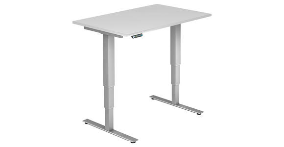 SCHREIBTISCH 120/80/63,5-128,5 cm Silberfarben, Weiß elektrisch höhenverstellbar  - Silberfarben/Weiß, KONVENTIONELL, Holzwerkstoff/Metall (120/80/63,5-128,5cm) - Venda
