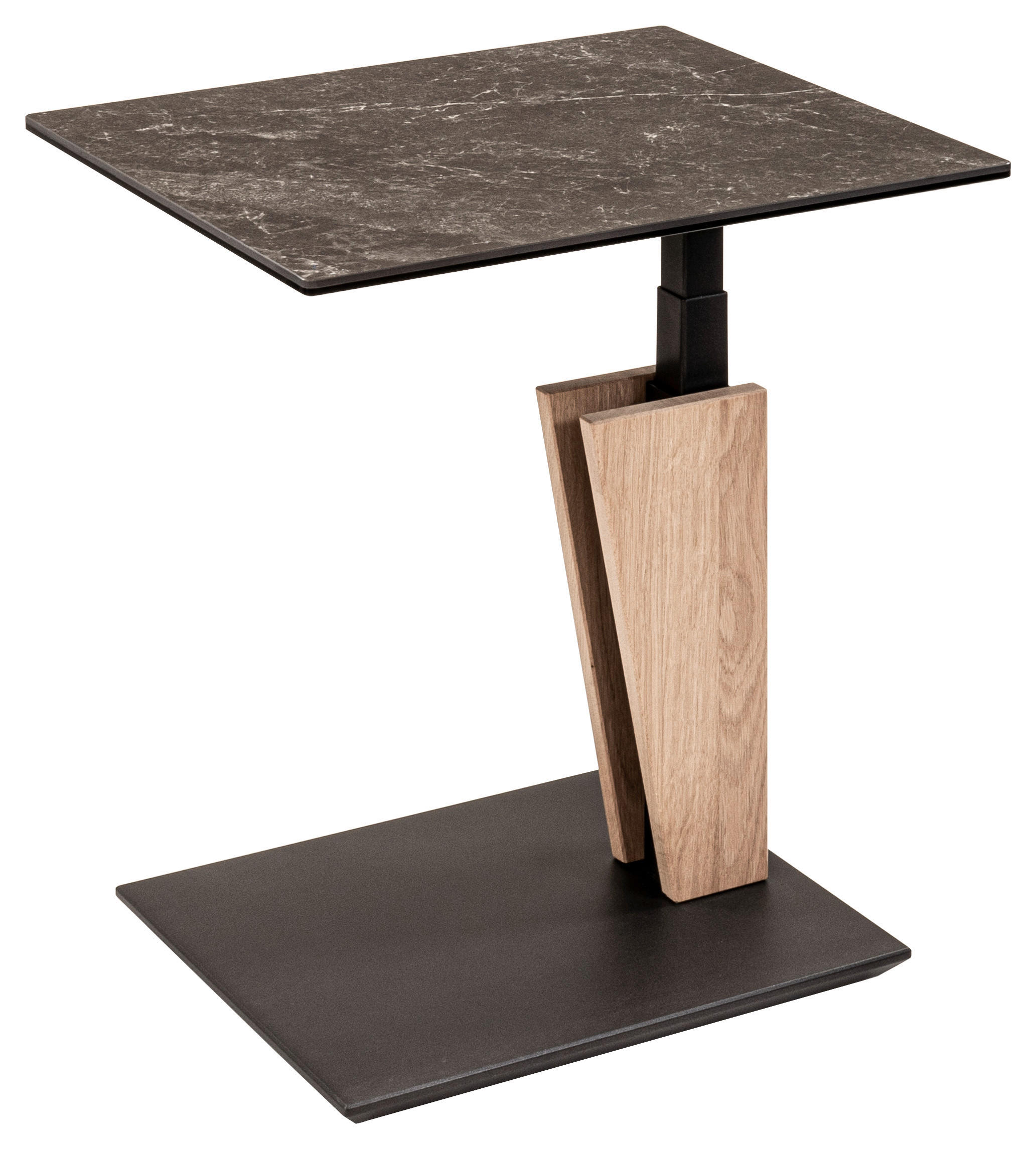 BEISTELLTISCH 55/47/47-65 cm Asteiche vollmassiv Anthrazit, Grau, Wildeiche rechteckig  - Wildeiche/Anthrazit, MODERN, Keramik/Holz (55/47/47-65cm)