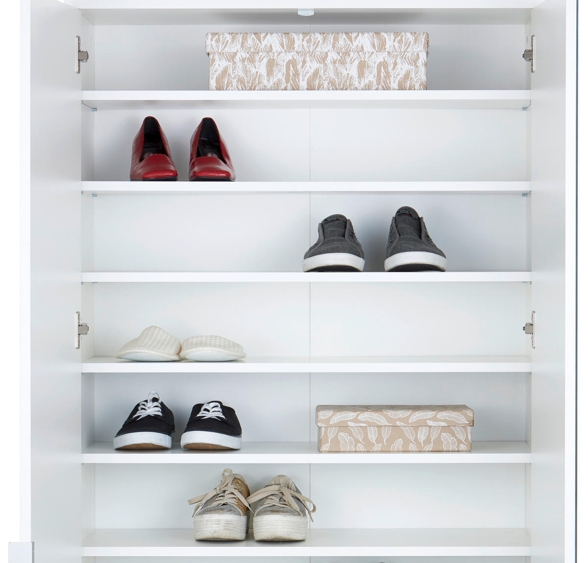 OMARA ZA ČEVLJE bela - bela/barve aluminija, Moderno, kovina/leseni material (80/190/38cm) - Carryhome