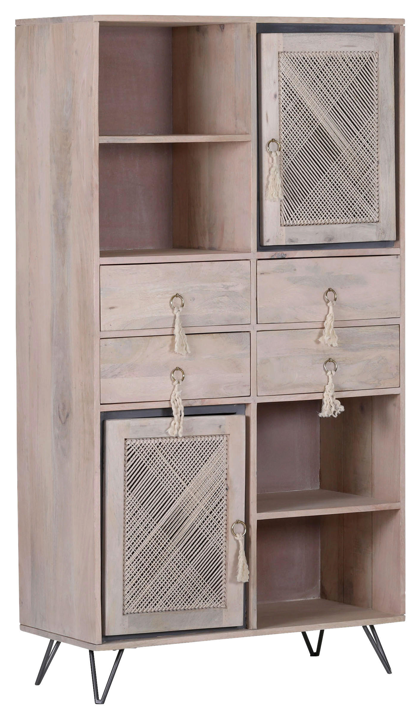 HIGHBOARD Amalfi, 90/165/45 cm, 4 Schublade(n)  - Anthrazit/Naturfarben, Design, Holz/Holzwerkstoff (90/165/45cm)