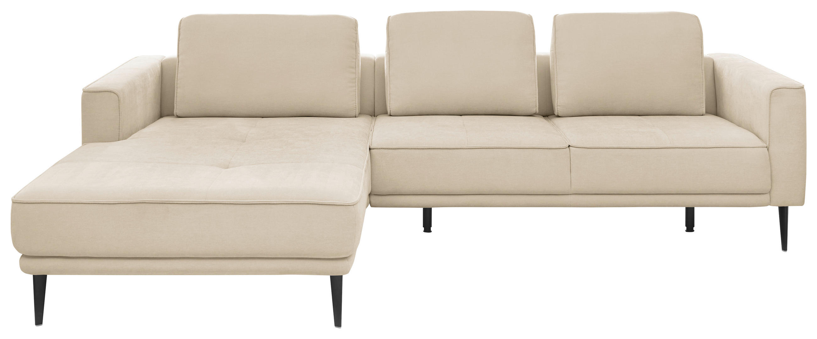 ECKSOFA Naturfarben Flachgewebe  - Schwarz/Naturfarben, KONVENTIONELL, Textil/Metall (193/279cm) - SetOne by Musterring