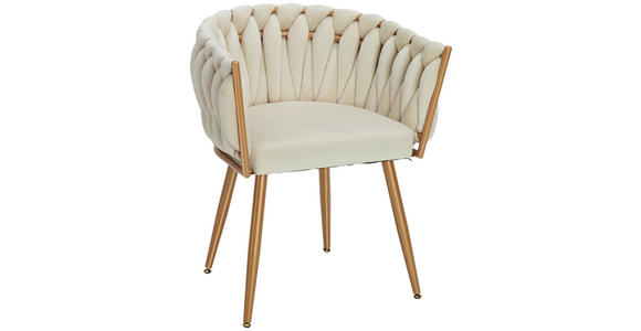 ARMLEHNSTUHL in Samt - Beige/Goldfarben, LIFESTYLE, Textil/Metall (60/78/55cm) - Ambia Home