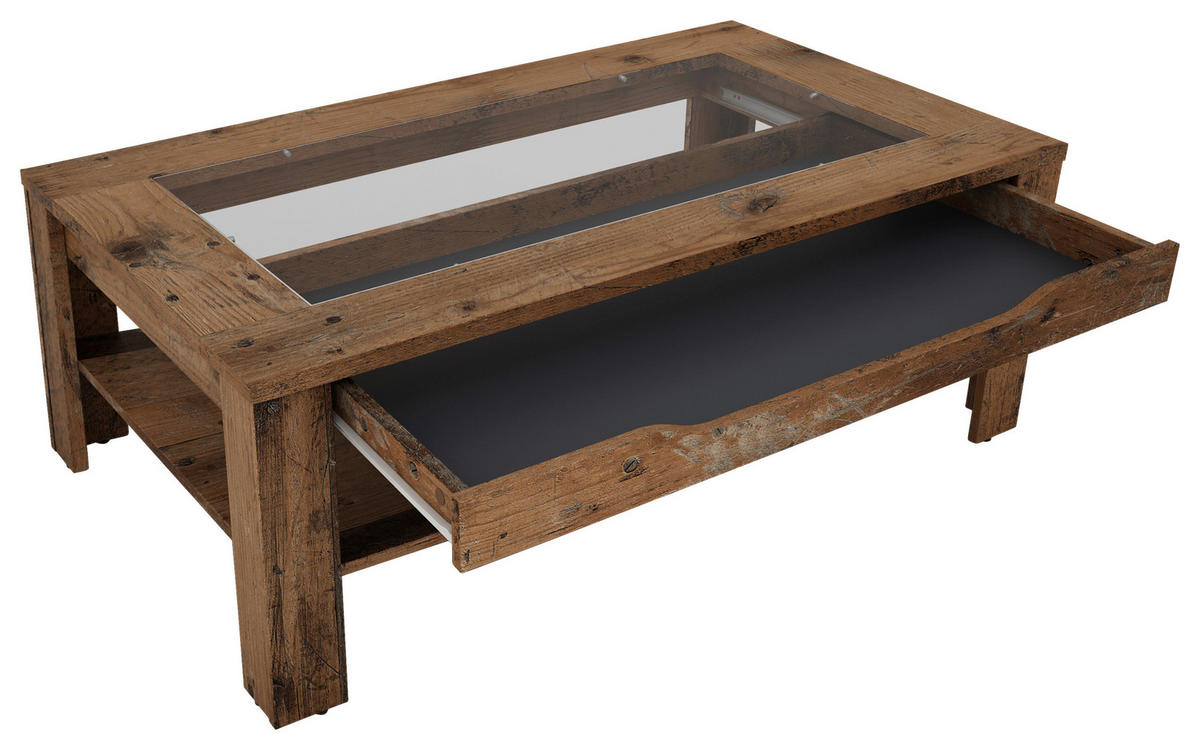 COUCHTISCH Klarglas 110/67/43 cm rechteckig Braun  - Anthrazit/Braun, Basics, Glas/Holzwerkstoff (110/67/43cm) - MID.YOU