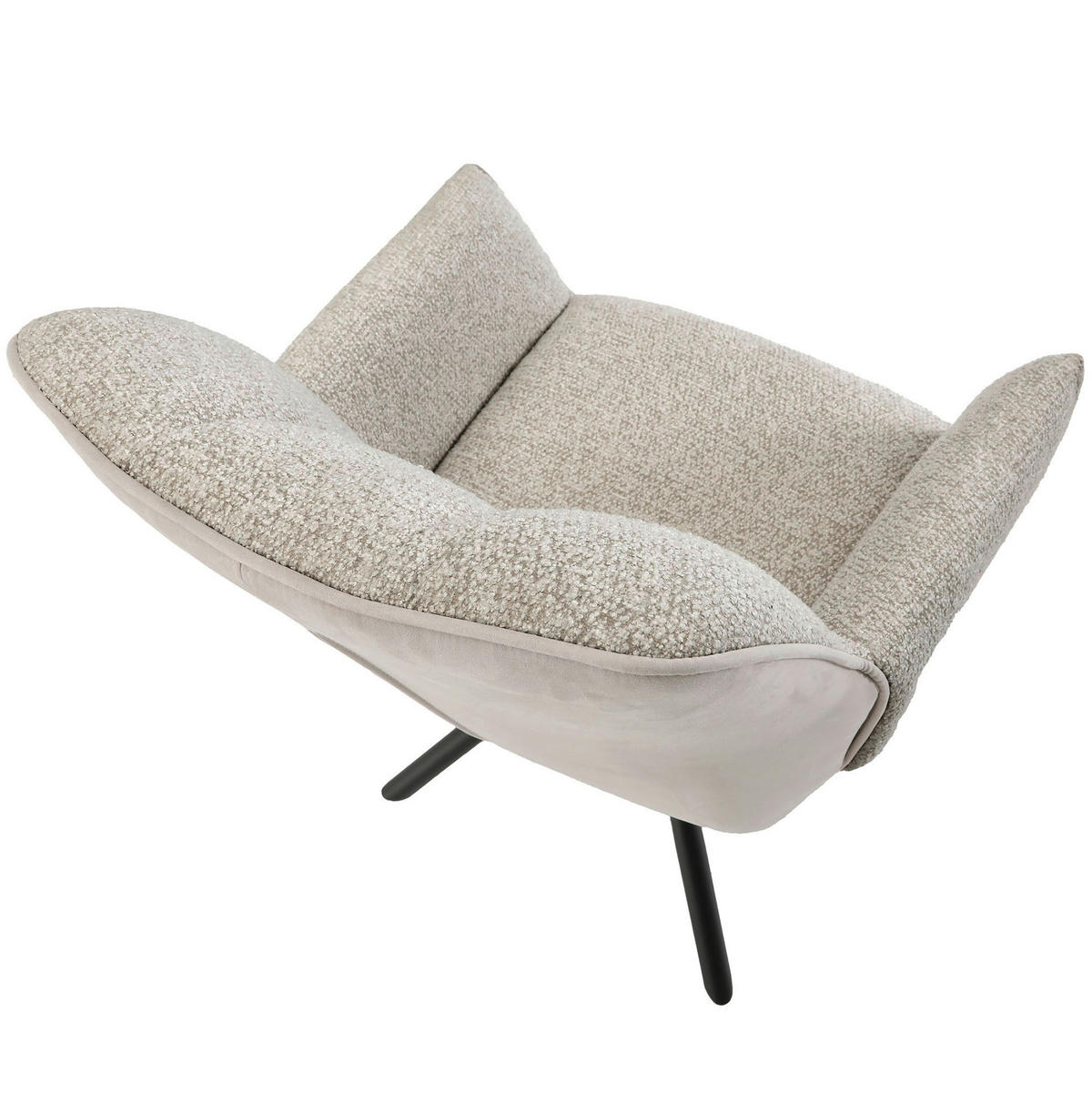 ARMLEHNSTUHL  Wippfunktion, Sitzfläche 360° drehbar, automatische Rückholfunktion Chenille, Mikrofaser  Beige  - Beige/Schwarz, Design, Textil/Metall (62/87/64cm) - Novel