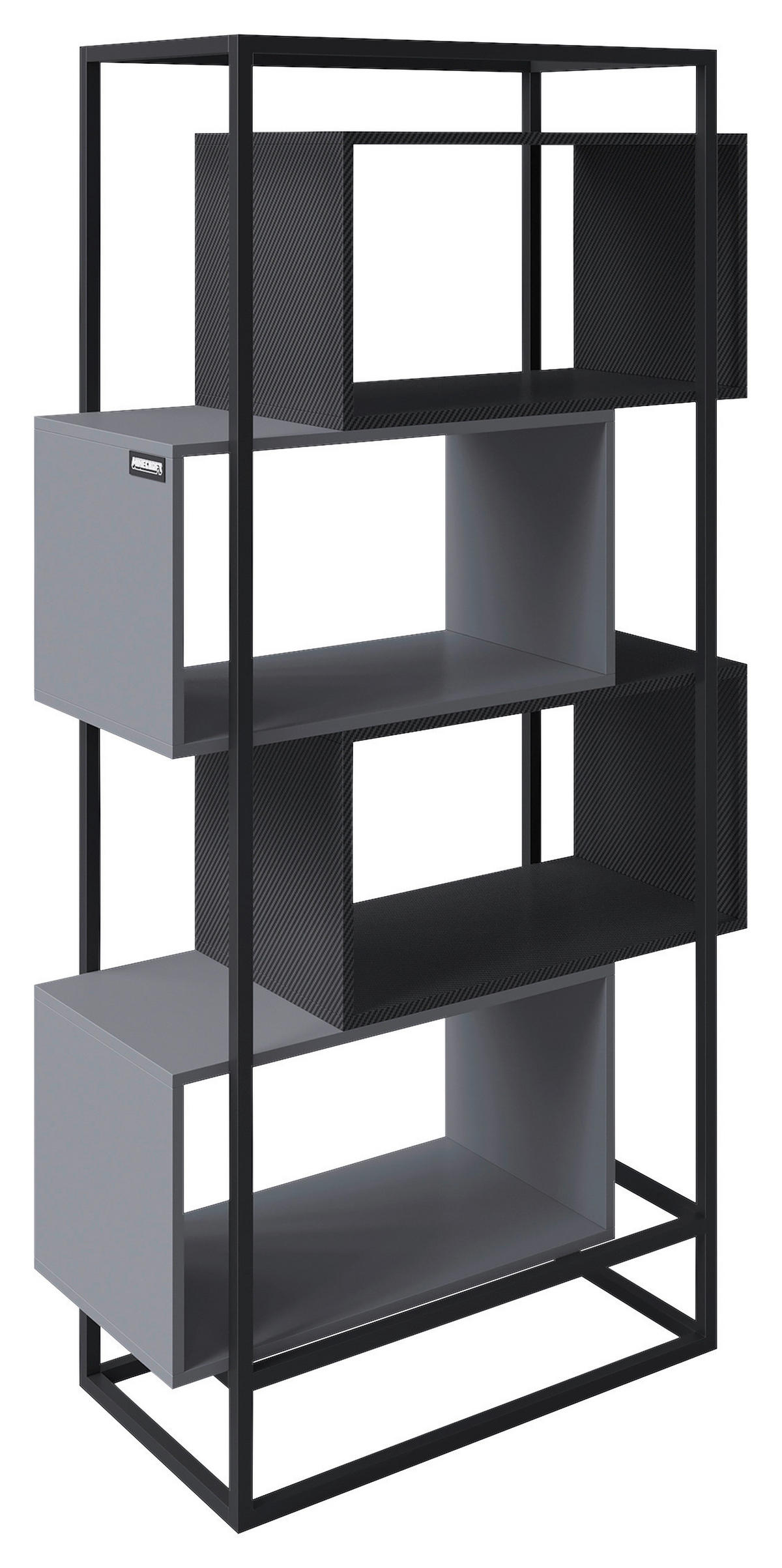 REGAL 70/164/38 cm siva, črna  - siva/črna, Moderno, kovina/leseni material (70/164/38cm) - Minecraft