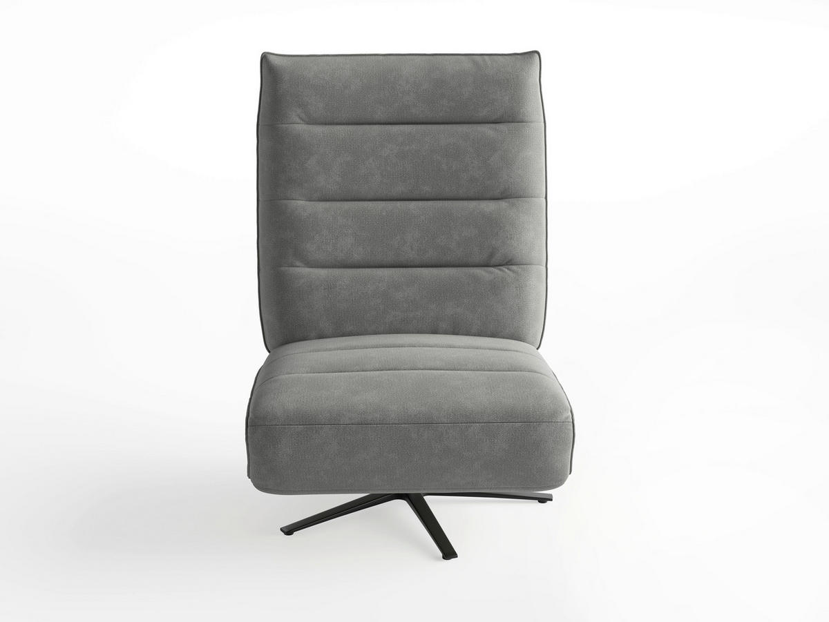 RELAXSESSEL EVE E Flachgewebe Kopfteilverstellung, Rücken echt    - Schwarz/Grau, Basics, Textil/Metall (80/109/98cm) - Sit & More