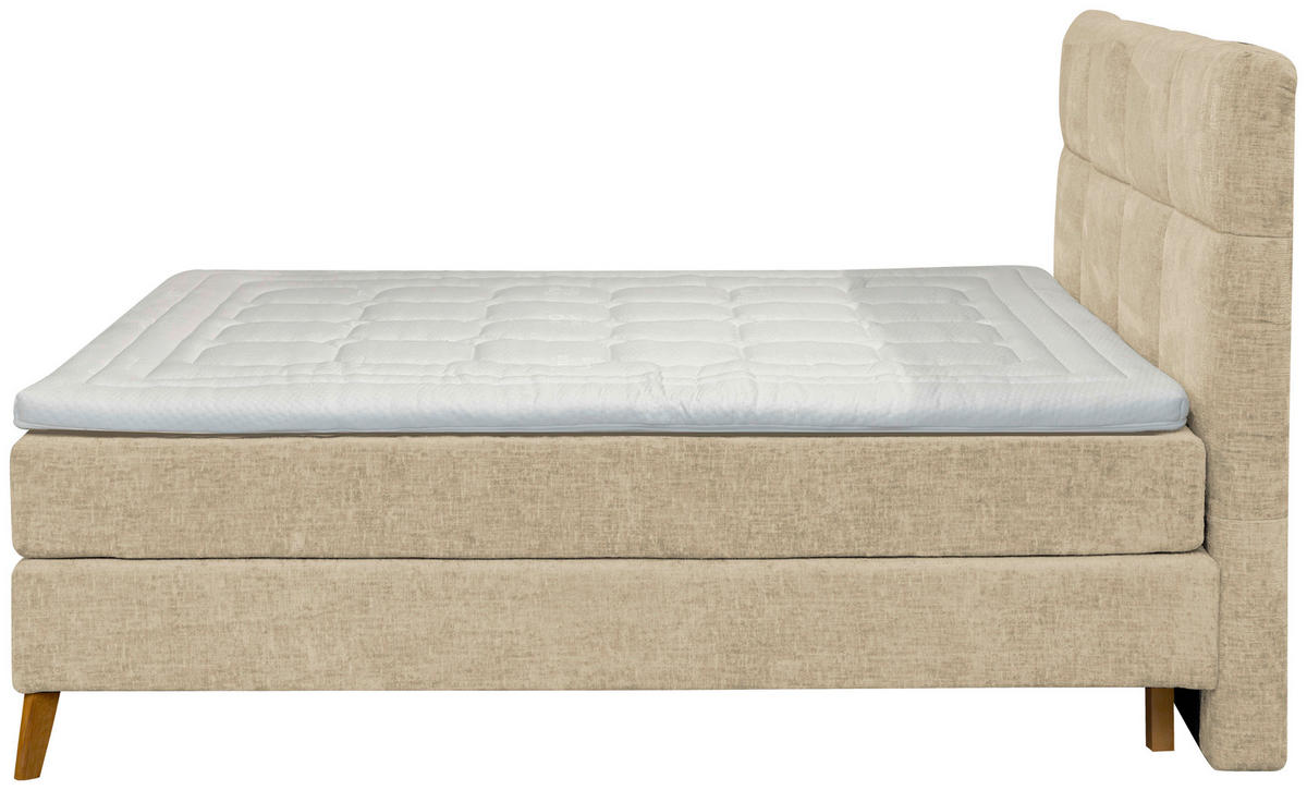 BOXSPRINGBETT 160/200 cm  in Beige  - Eichefarben/Beige, Konventionell, Holz/Textil (160/200cm) - Carryhome