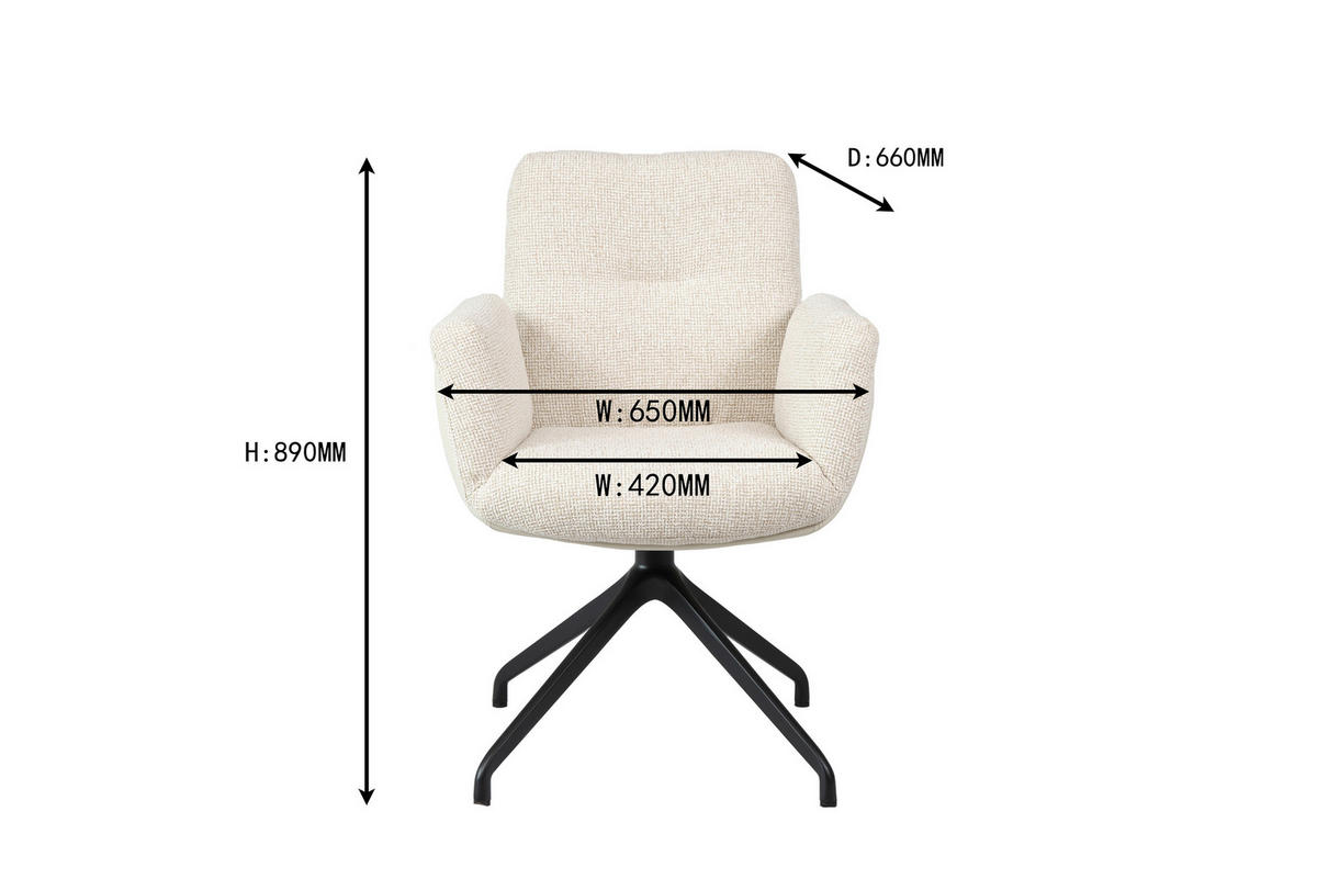 ARMLEHNSTUHL  Sitzfläche 360° drehbar, automatische Rückholfunktion Webstoff  Beige, Schwarz  - Beige/Schwarz, Design, Textil/Metall (62/89/66,5cm) - Johann Jakob