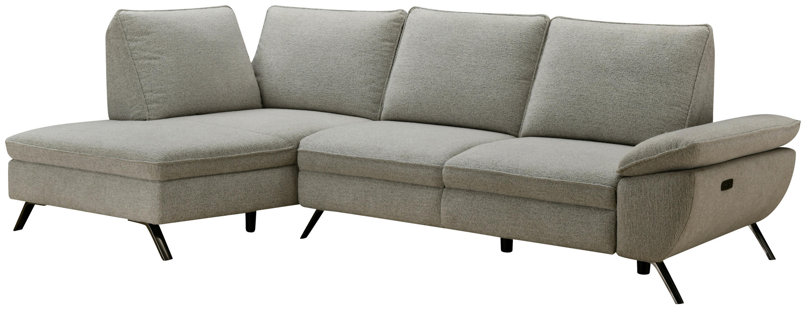 ECKSOFA Beige Webstoff  - Beige/Schwarz, MODERN, Textil/Metall (161/290cm) - Livetastic