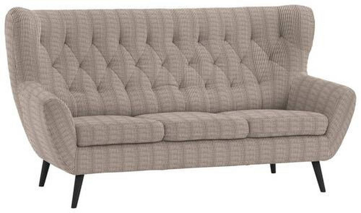 3-SITZER-SOFA in Cord Beige  - Beige/Schwarz, Design, Holz/Textil (187/101/95cm) - Stylife