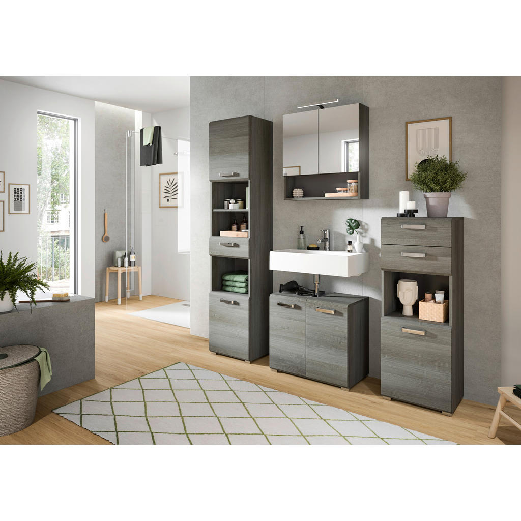 Thumbnail - Mid.you Spiegelschrank, Grau, Holzwerkstoff, 2 Fächer, 60x63x16 cm, Badezimmer, Badezimmerspiegel, Spiegelschränke
