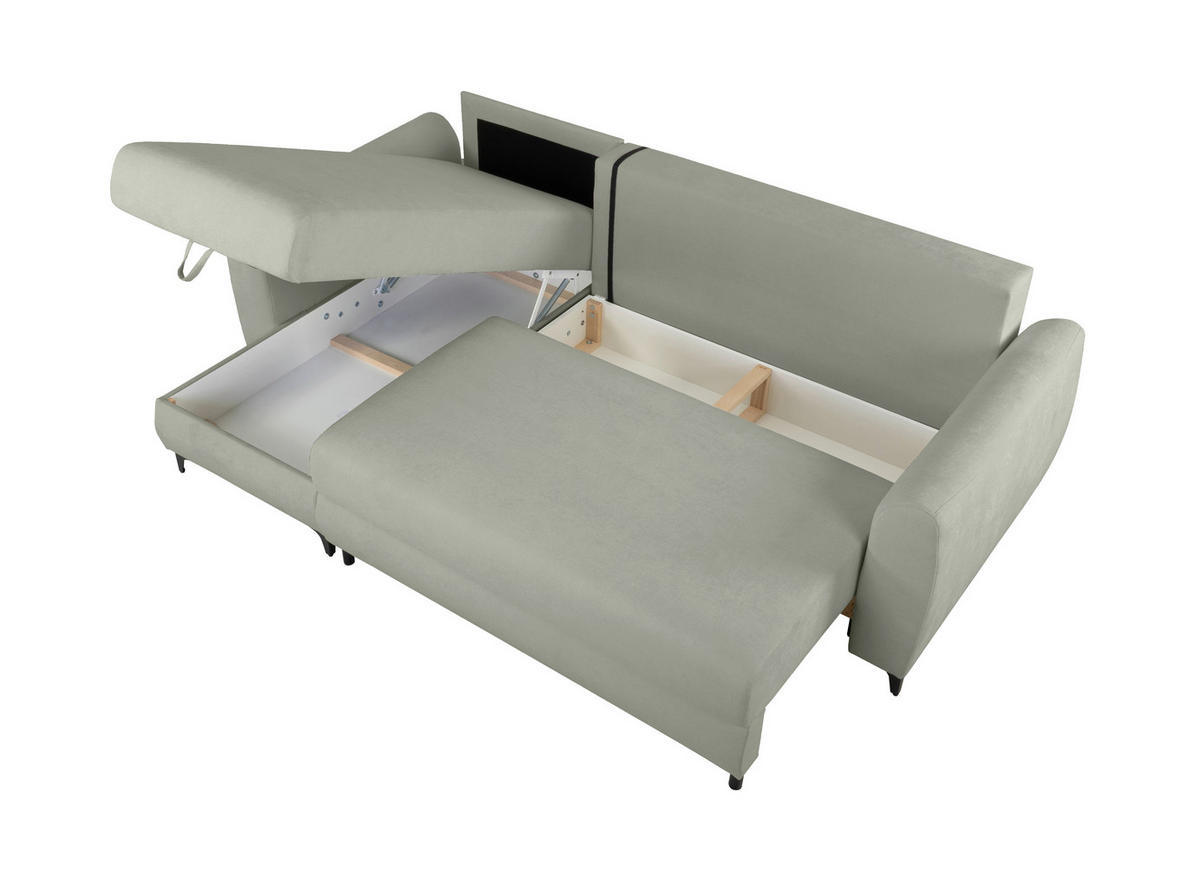 ECKSOFA Moli Grau  - Schwarz/Grau, Design, Textil/Metall (236/148cm) - MID.YOU