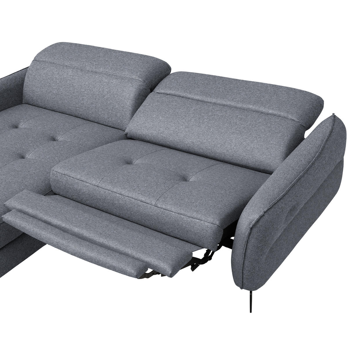 ECKSOFA Flachgewebe Grau  - Schwarz/Grau, Design, Textil/Metall (175/246cm) - Celina