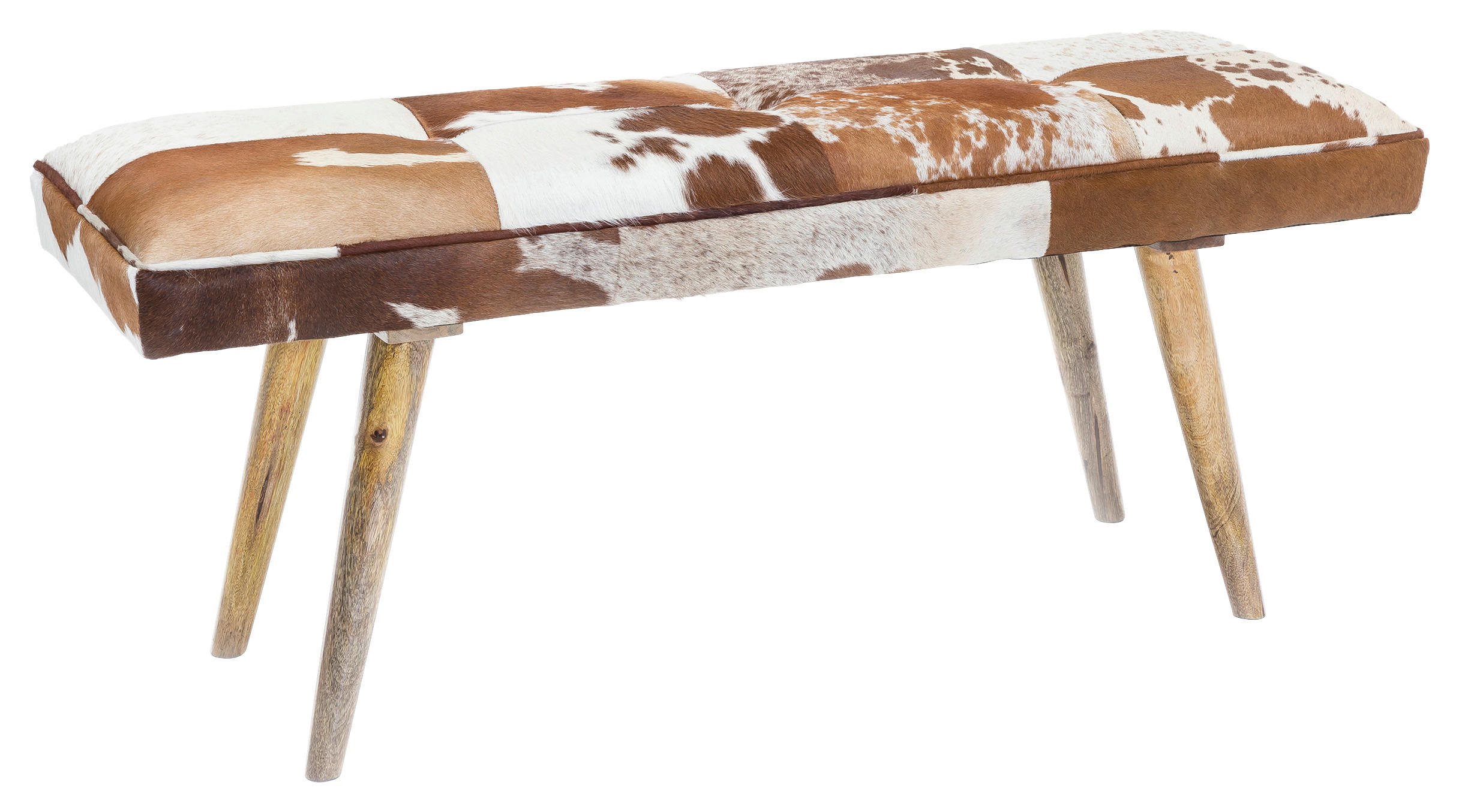 TABURE-KLUPA krzno  smeđa, bijela        - bijela/smeđa, Natur, drvo/krzno (120/52/40cm) - MID.YOU