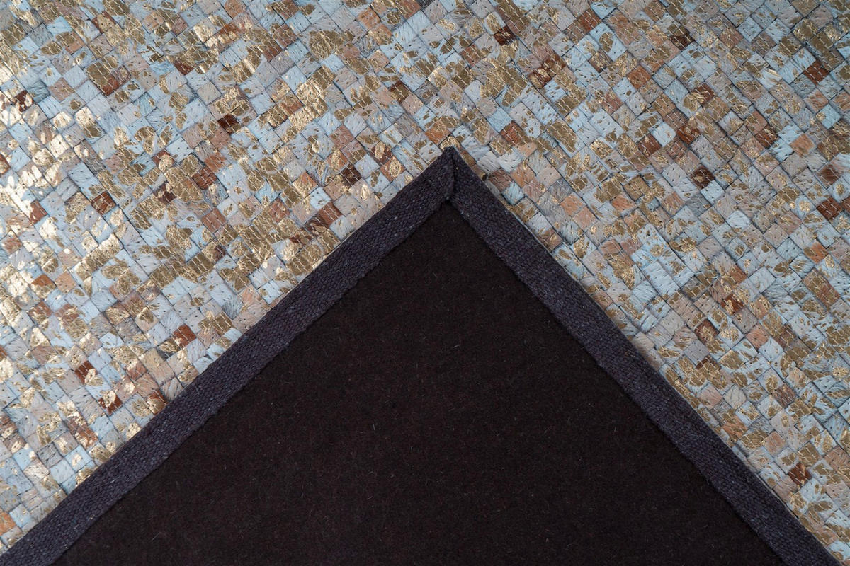FLACHWEBETEPPICH 80/150 cm Finish 125 Beige / Gold Goldfarben, Beige  - Beige/Goldfarben, Basics, Leder/Textil (80/150cm) - Novel