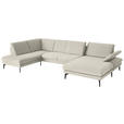 WOHNLANDSCHAFT  in Chenille, Flachgewebe Naturfarben  - Schwarz/Naturfarben, Design, Textil/Metall (208/344/180cm) - Dieter Knoll
