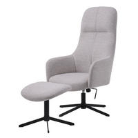 FÅTÖLJ MED FOTPALL i metall, textil svart, ljusgrå  - ljusgrå/svart, Design, metall/textil (67/116,5/78cm) - Best Price