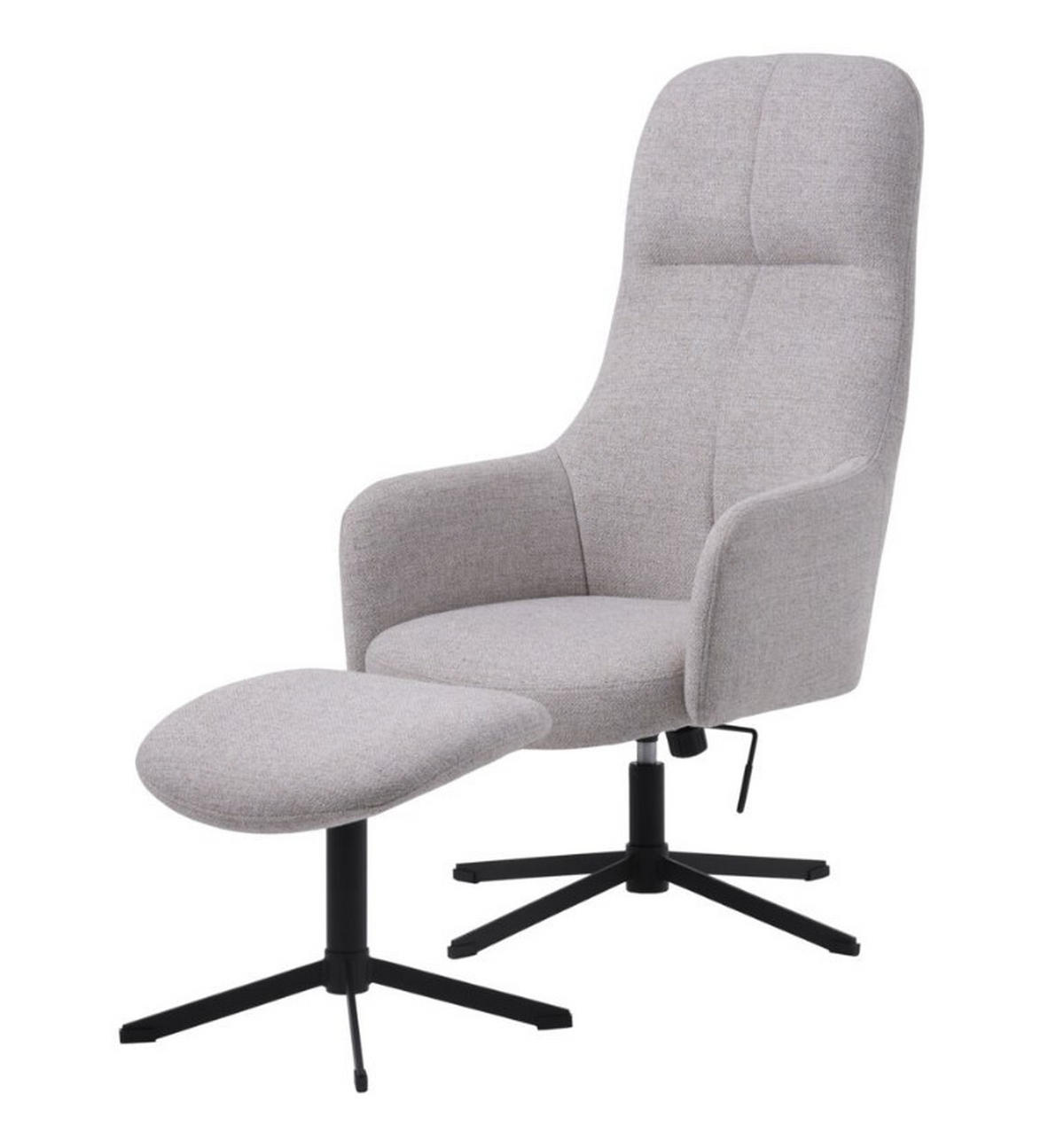 FÅTÖLJ MED FOTPALL i metall, textil svart, ljusgrå  - ljusgrå/svart, Design, metall/textil (67/116,5/78cm) - Best Price