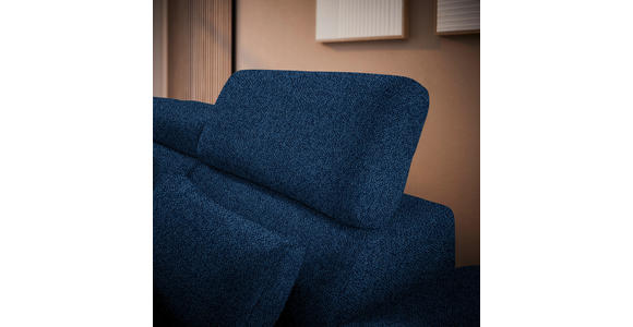 ECKSOFA in Velours Dunkelblau  - Schwarz/Dunkelblau, Design, Textil/Metall (264/299cm) - Novel