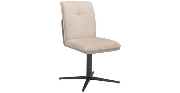 STUHL in Eisen Samt, Webstoff Metall, Textil - Beige/Schwarz, Design, Textil/Metall (47/85/61cm) - Novel