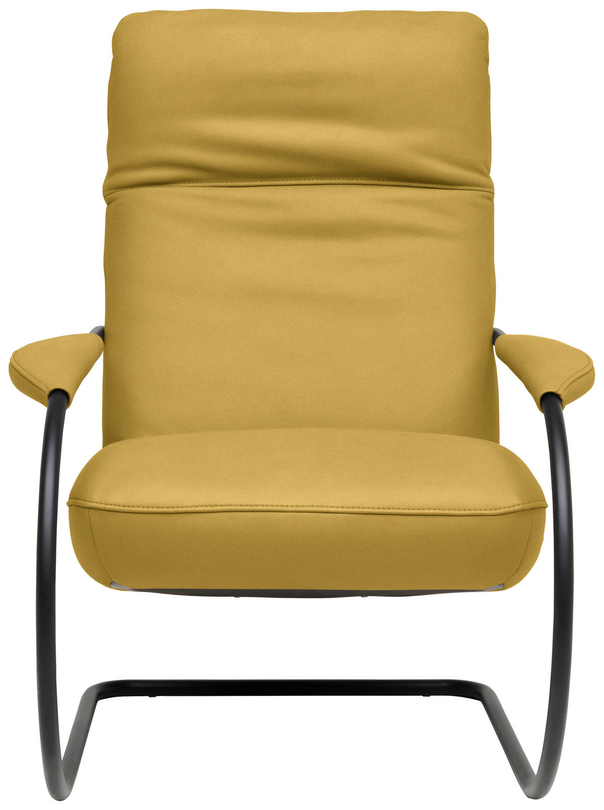 SESSEL in Echtleder Gelb  - Gelb/Schwarz, Design, Leder/Metall (80/104/99cm) - Koinor