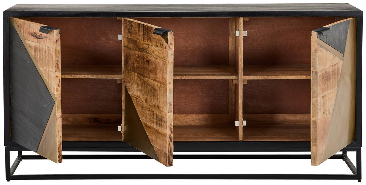 SIDEBOARD  160/78/42 cm  - Goldfarben/Schwarz, Design, Holz/Metall (160/78/42cm) - Livetastic