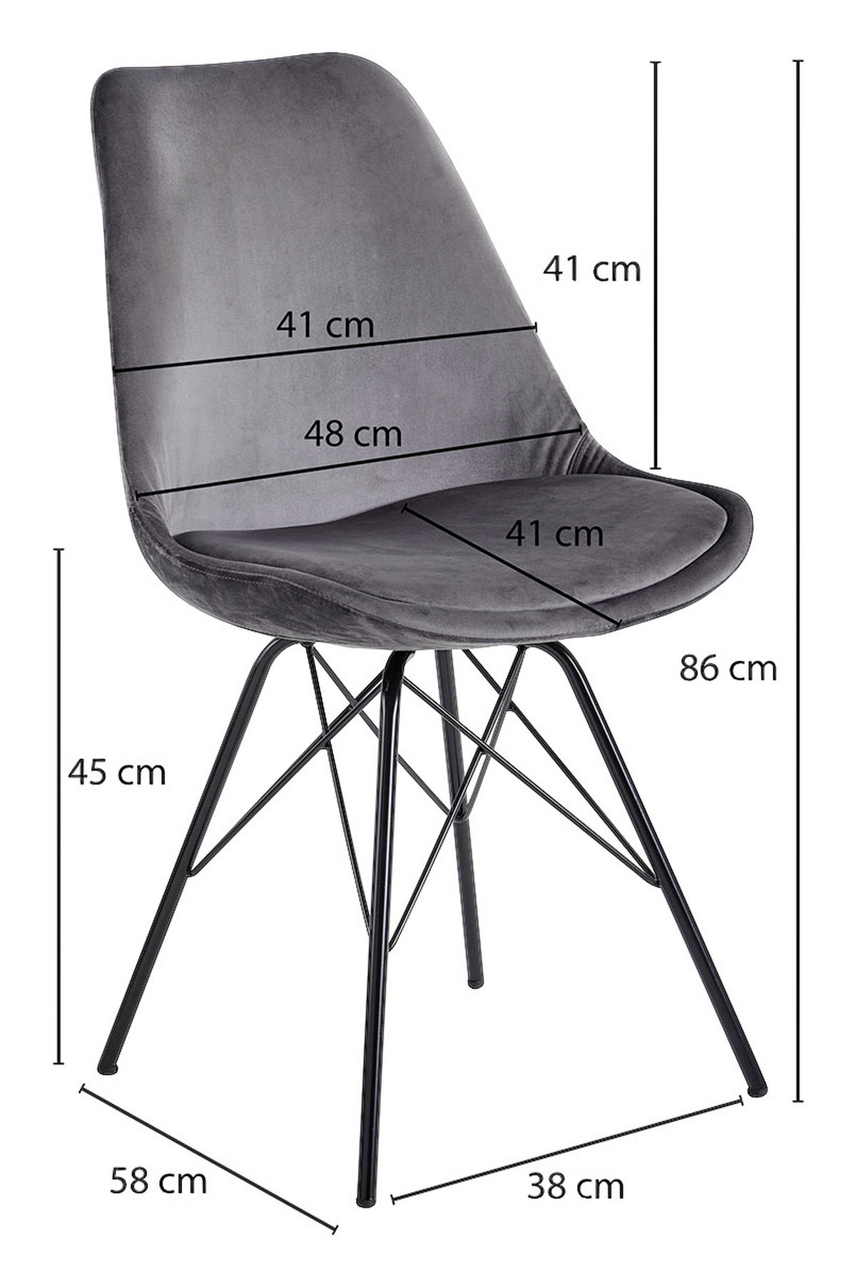 SET STOLOV, tekstil siva  - črna/siva, Moderno, kovina/tekstil (48/86/58cm) - MID.YOU