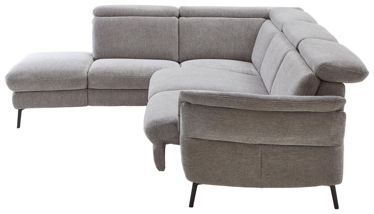 ECKSOFA in Struktur Grau  - Schwarz/Grau, Modern, Textil/Metall (235/275cm) - Cantus