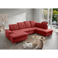 WOHNLANDSCHAFT Zira Rot Mikrofaser  - Chromfarben/Rot, MODERN, Kunststoff/Textil (169/330/212cm) - Livetastic