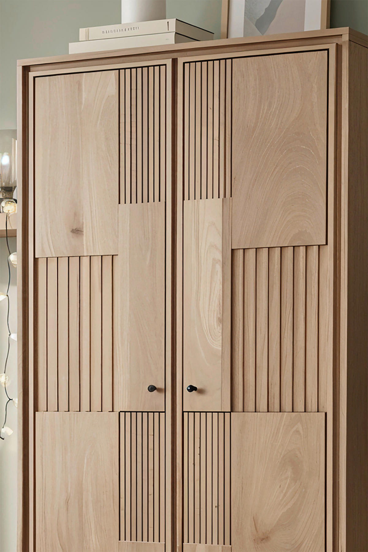 SCHRANK in Naturfarben, Schwarz  - Schwarz/Naturfarben, Design, Holz/Metall (80/180/45cm) - MID.YOU