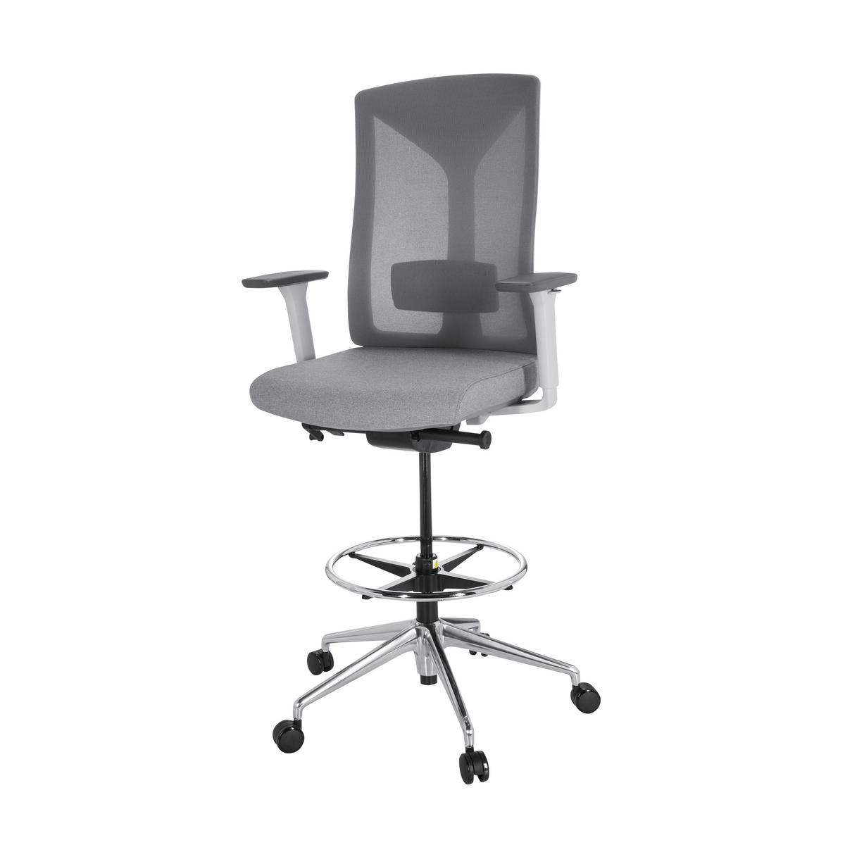 DREHSTUHL Netzbespannung, Flachgewebe Grau  - Silberfarben/Grau, Basics, Kunststoff/Textil (68/122/60cm) - MID.YOU