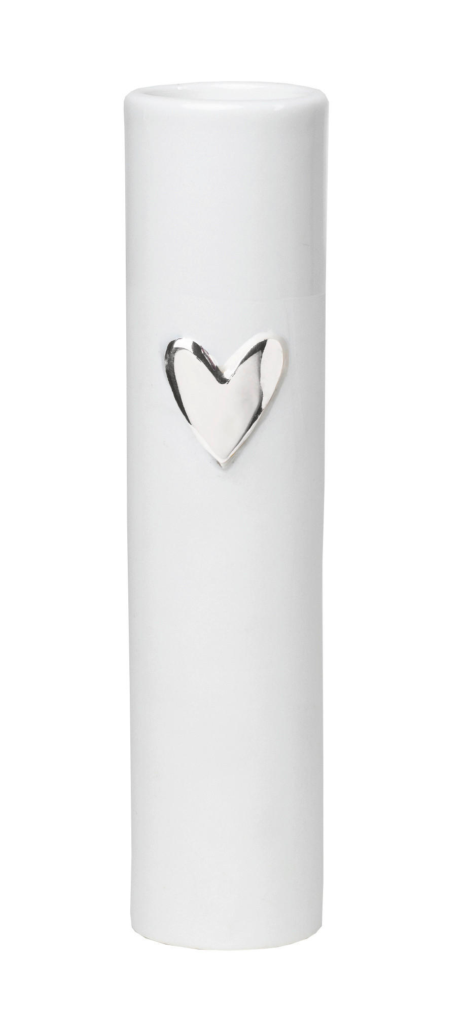 VASE  - Weiss/Silberfarben, Basics, Keramik (17cm) - Räder