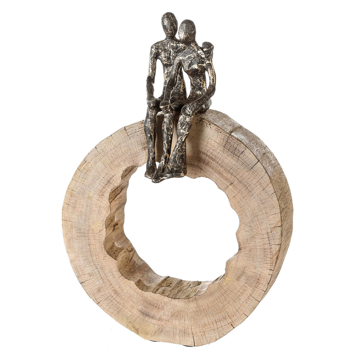 SKULPTUR - Hellbraun/Bronzefarben, Basics, Holz/Metall (28/39/6cm)