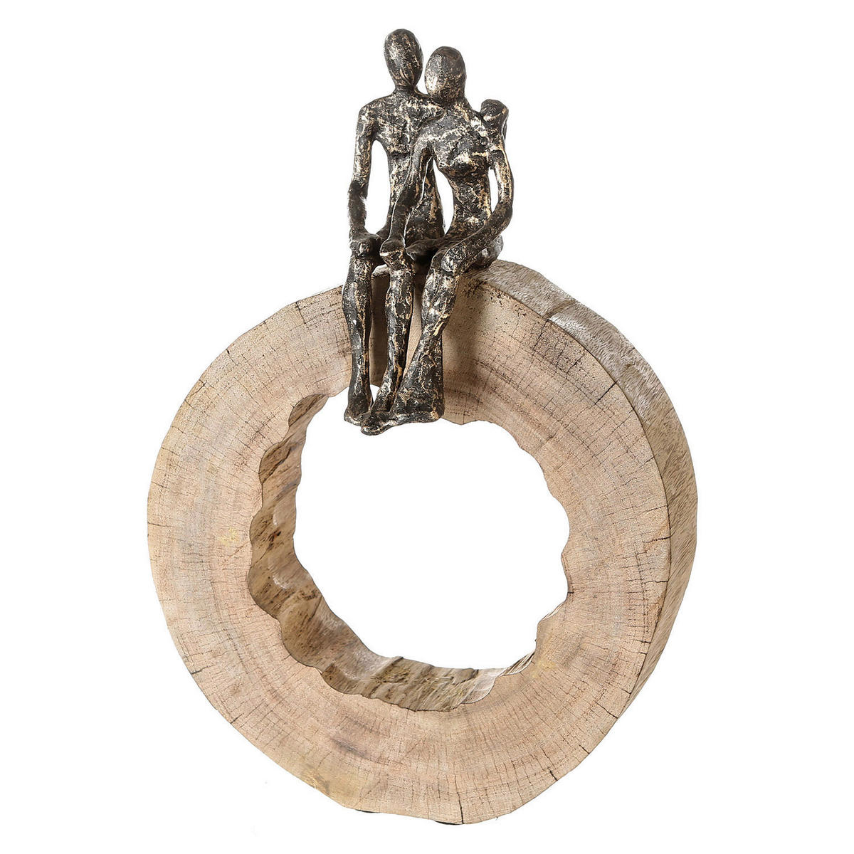 SKULPTUR - Hellbraun/Bronzefarben, Basics, Holz/Metall (28/39/6cm)