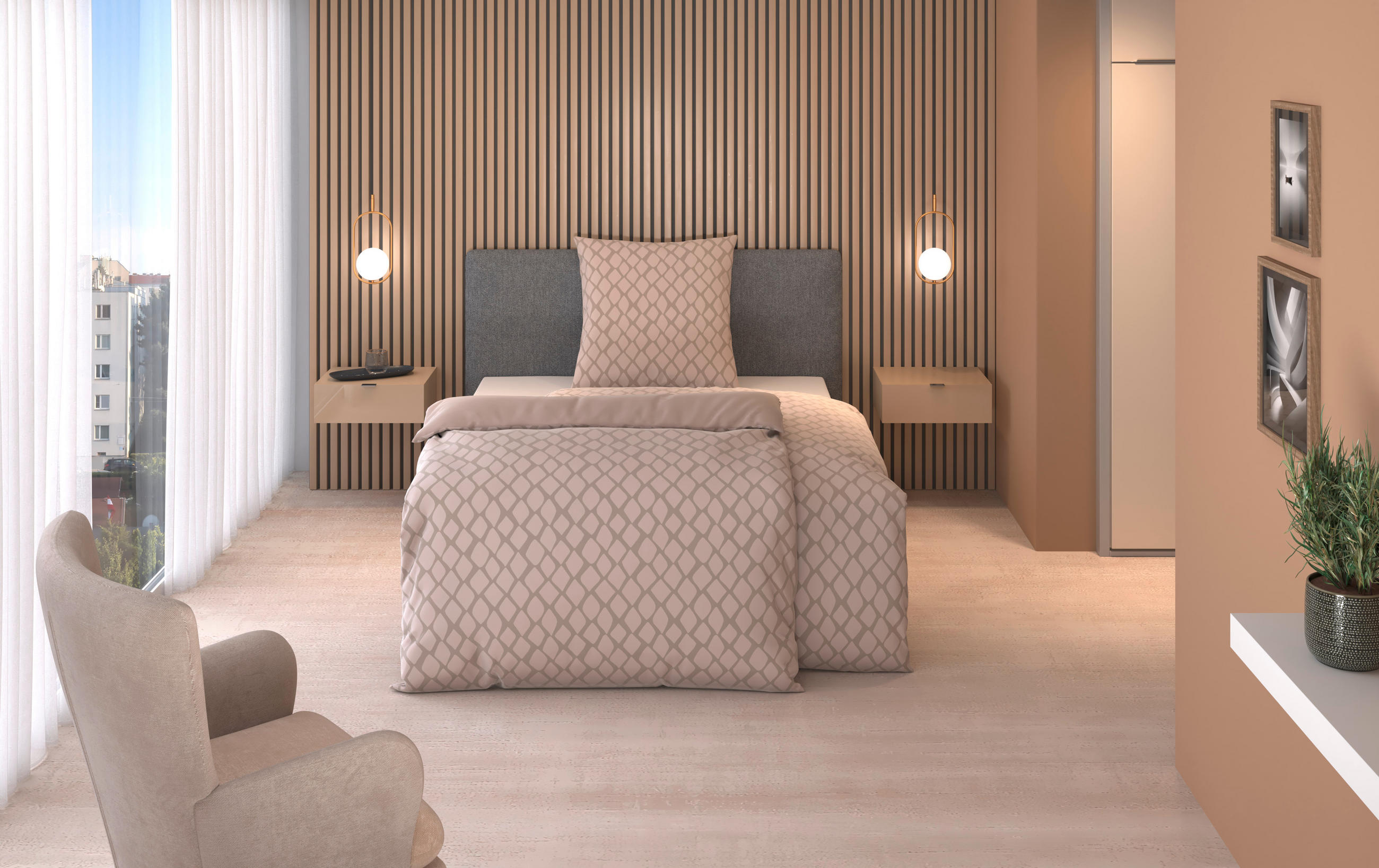 WENDEBETTWÄSCHE STRIPES DK Satin 135/200 cm  - Beige, Design, Textil (135/200cm) - Dieter Knoll