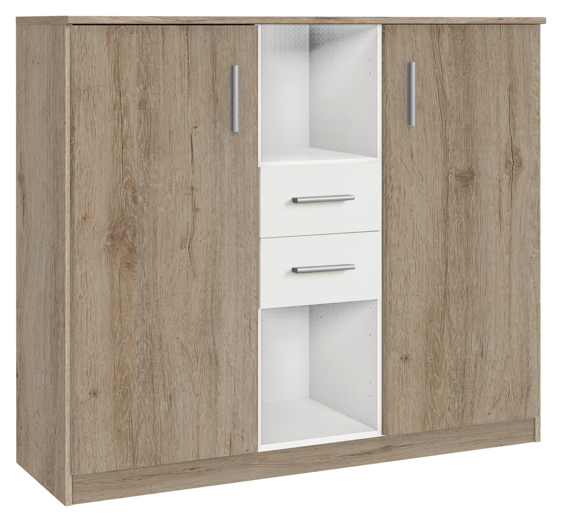 SIDEBOARD  122/105/41 cm 2 Schublade(n)  - Alufarben/Weiß, KONVENTIONELL, Holzwerkstoff/Kunststoff (122/105/41cm) - Boxxx