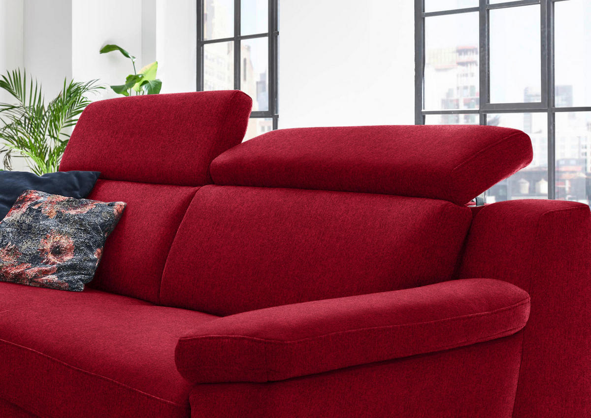 2,5-SITZER in Chenille Rot  - Rot/Schwarz, Design, Textil/Metall (188/84-104/104cm) - Valdera