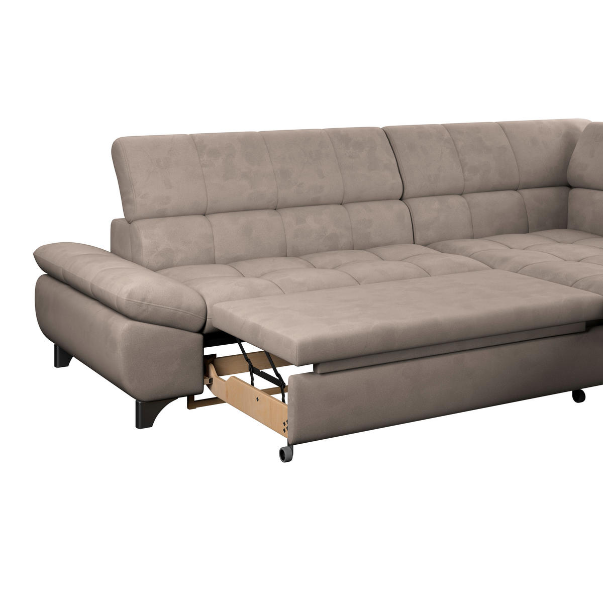ECKSOFA Beige Chenille  - Chromfarben/Beige, KONVENTIONELL, Textil/Metall (312/234cm) - Livetastic