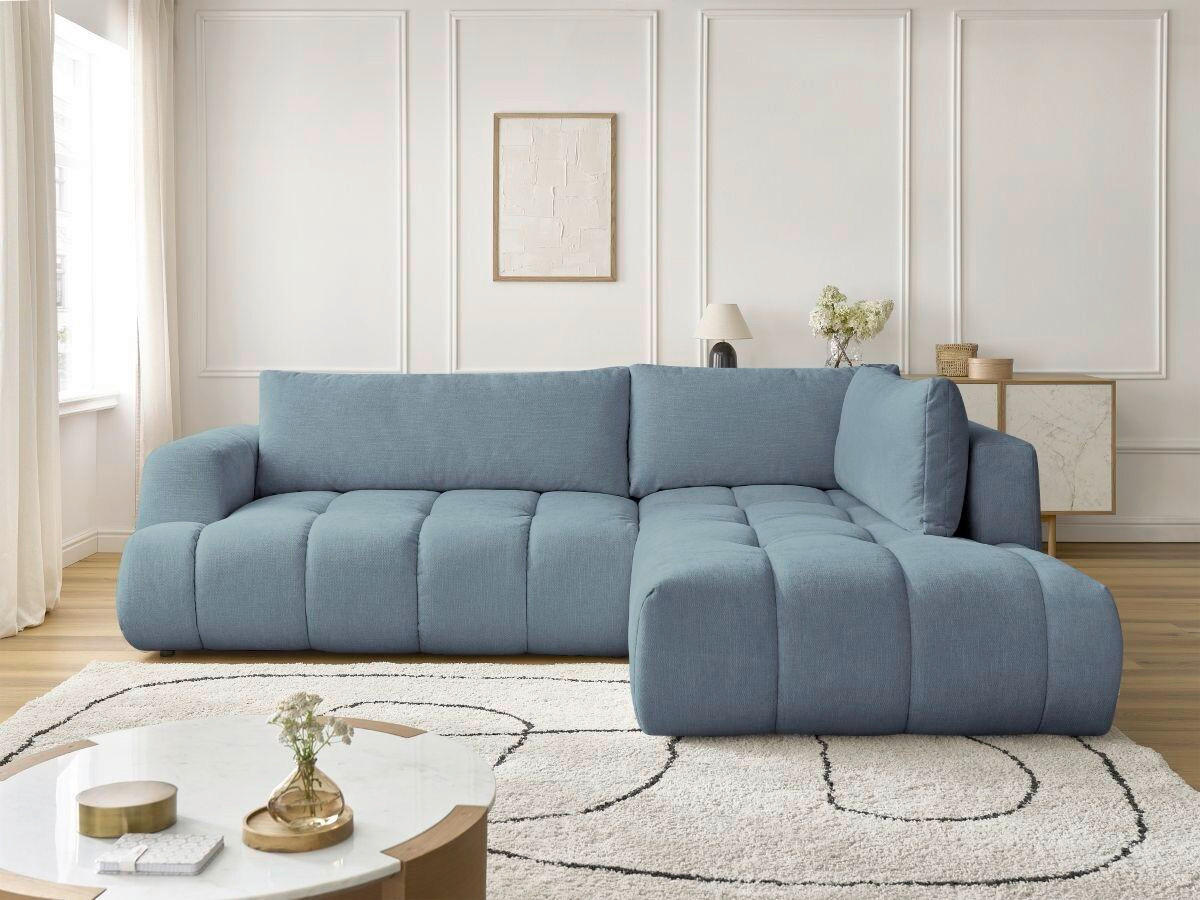 ECKSCHLAFSOFA FUJI Leinenoptik Hellblau  inkl.  - Schwarz/Hellblau, MODERN, Kunststoff/Textil (282/204cm)