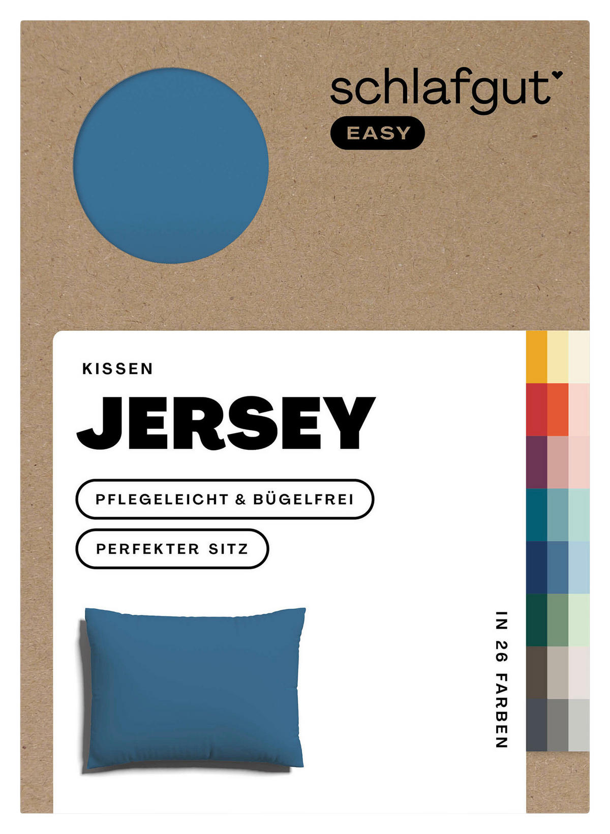 KOPFPOLSTERBEZUG EASY JERSEY 70/90 cm  - Blau, Basics, Textil (70/90cm) - Schlafgut