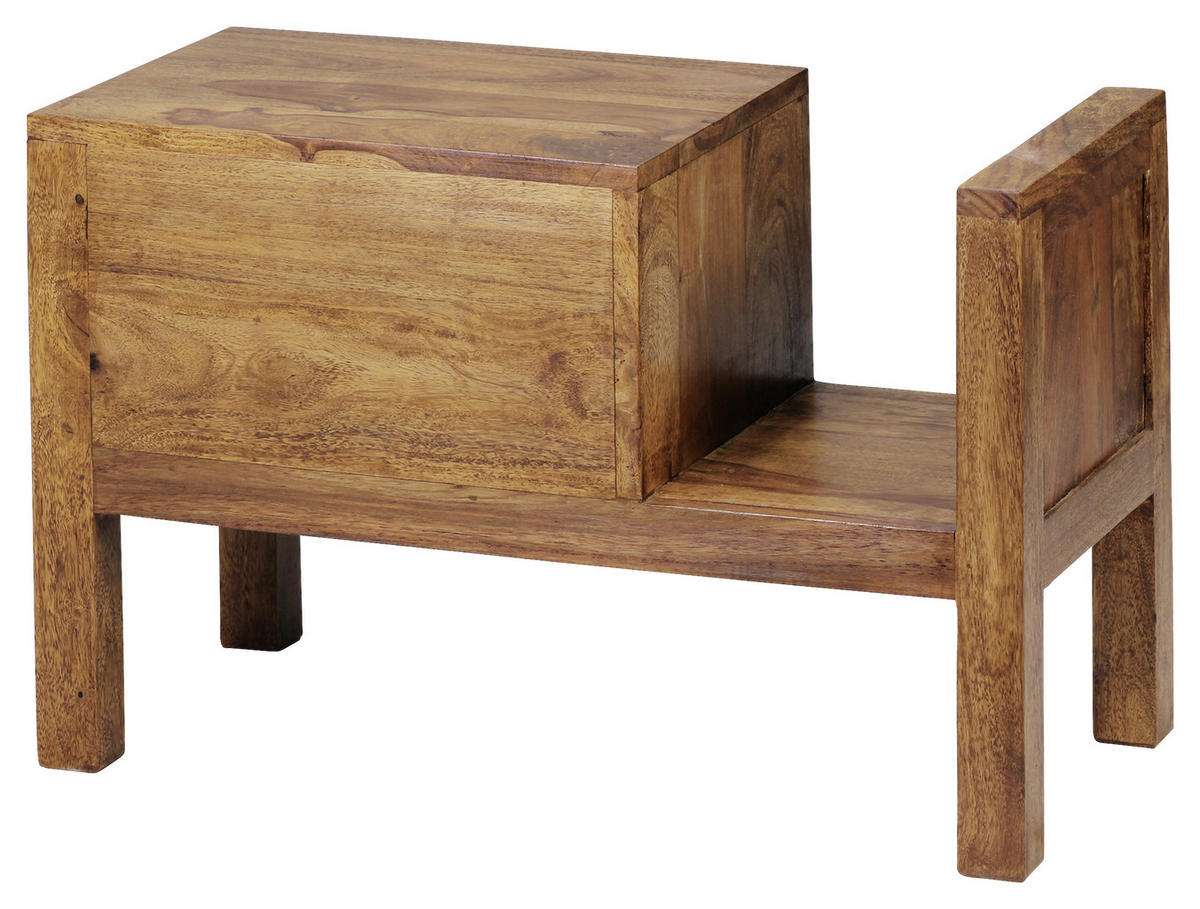 NACHTSCHRANK Sheesham massiv  - Chromfarben/Sheeshamfarben, KONVENTIONELL, Holz/Metall (60/40/30cm) - MID.YOU