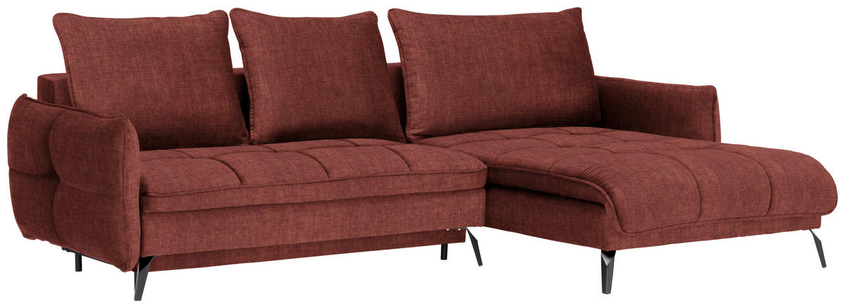 ECKSOFA Rostfarben Flachgewebe  - Rostfarben/Schwarz, LIFESTYLE, Textil/Metall (273/180cm) - Hom`in