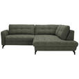 ECKSOFA in Flachgewebe, Leinenoptik Grün  247/208 cm  - Schwarz/Grün, MODERN, Textil/Metall (247/208cm) - Xora