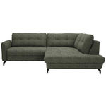 ECKSOFA in Flachgewebe, Leinenoptik Grün  247/208 cm  - Schwarz/Grün, MODERN, Textil/Metall (247/208cm) - Xora