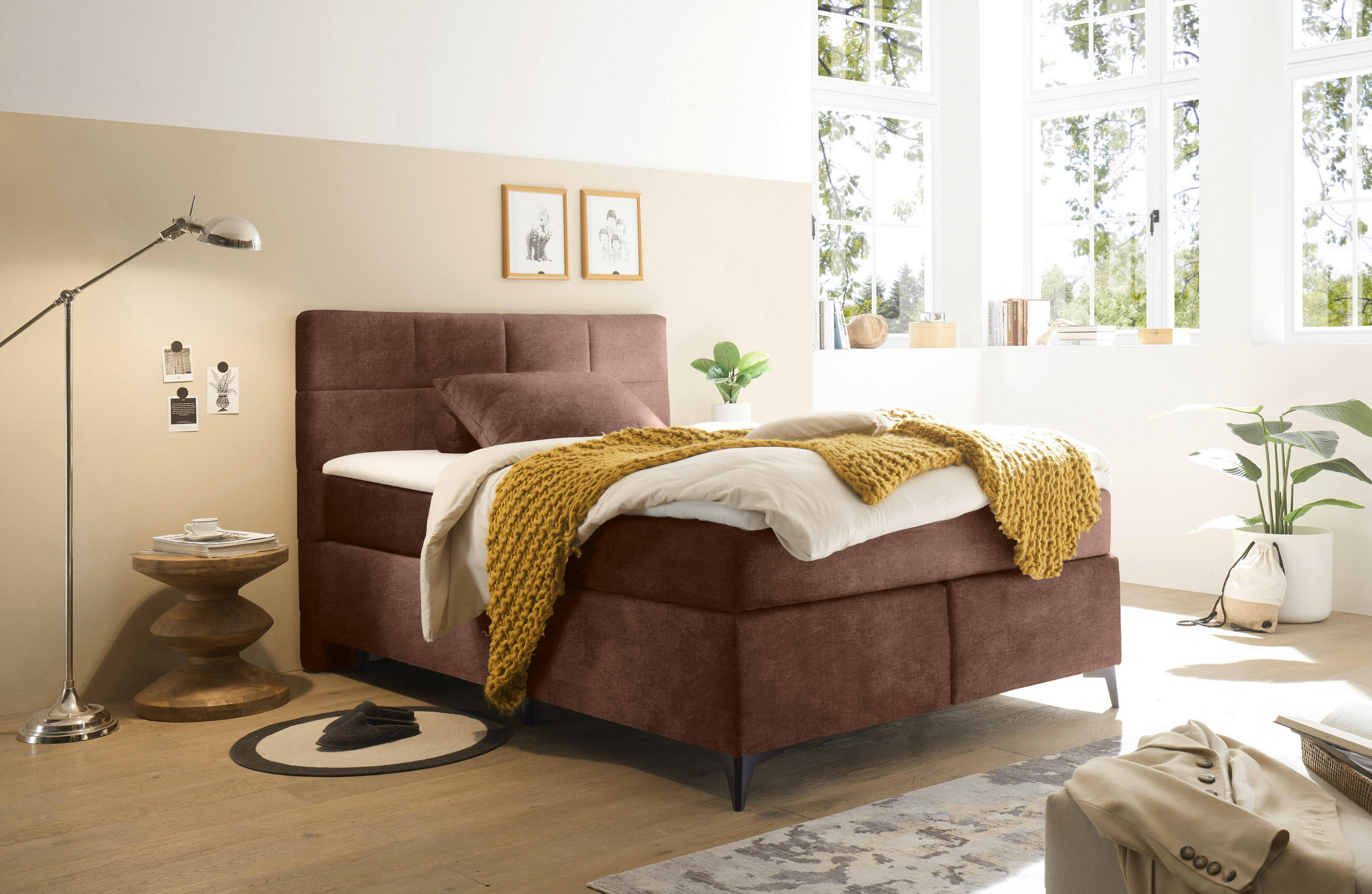 BOXSPRINGBETT 140/200 cm  in Kupferfarben  - Schwarz/Kupferfarben, Design, Holzwerkstoff/Kunststoff (140/200cm) - Xora