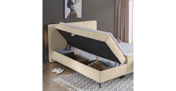 BOXBETT 160/200 cm in Creme - Creme/Schwarz, Design, Holz/Holzwerkstoff (160/200cm) - Xora